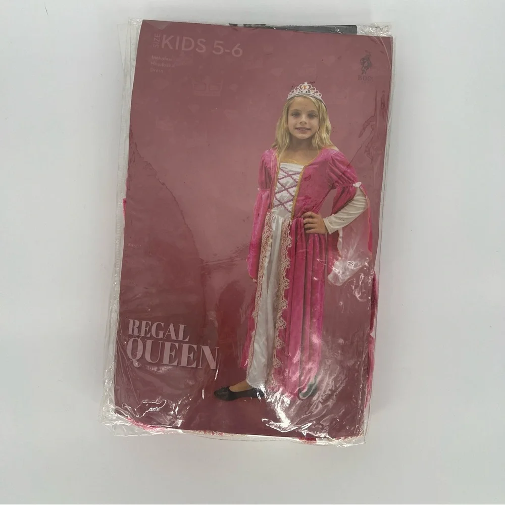 Regal Queen Princess Pink Victorian Party Dress Kids Halloween Costume Girls 5-6